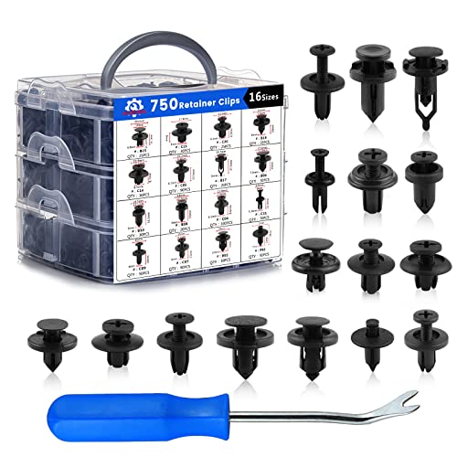 Car Push Retainer Clips 750pcs with 16 Popular Push Pins for Auto Parts (750 Count)