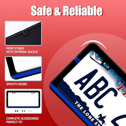 Thin Blue Line Stainless Steel License Plate Frame for US Cars Decor