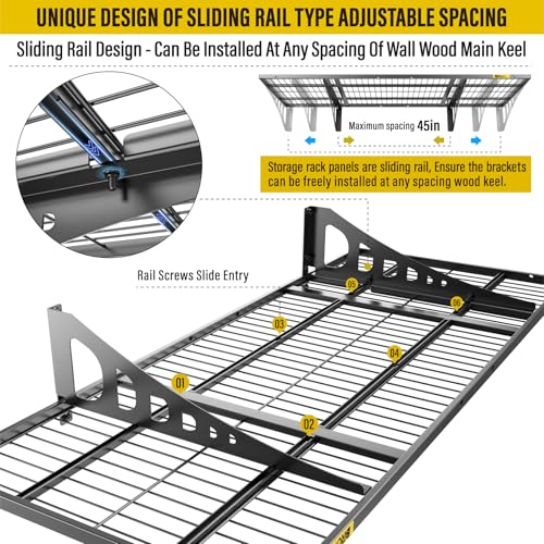 1.64x4ft Adjustable Rail Wall Garage Storage Shelf