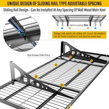 1.64x4ft Adjustable Rail Wall Garage Storage Shelf