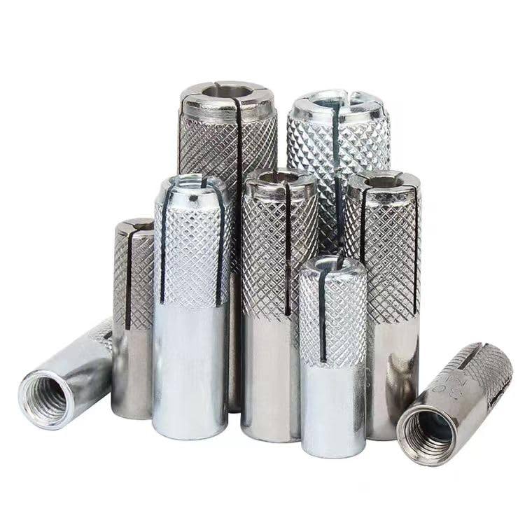 100 pcs) 5/16"-18 Premium Stainless Steel Drop in Anchors Assortment, Knurled Drop-in-Anchor for Solid Concrete, Internal Forced Expansion Screw Bolts (100 Count)