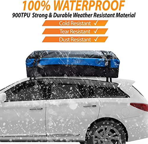 Zone Tech 21 Cubic Feet Car Rooftop Cargo Bag Carrier Soft Shell Waterproof Protective Tear and Dust Resistant Includes 6 Hooks