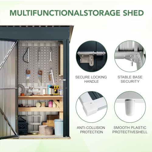 Vertical Outdoor Steel Storage Shed with Floor Frame