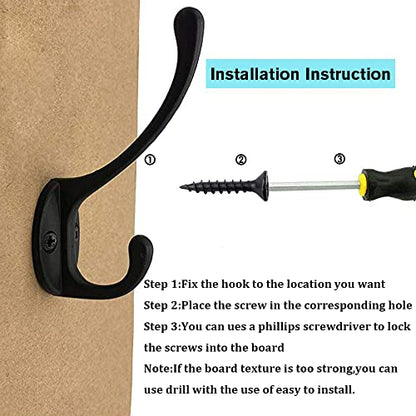 30 Pack Heavy Duty Utility Black Dual Coat Hooks for Coat (30 Count)
