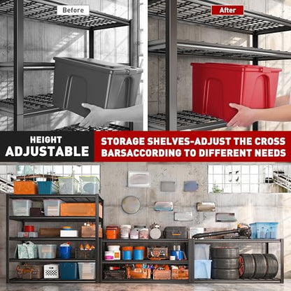 48.2''W Garage Shelving Heavy Duty Metal Shelving 3000LBS Storage Shelves Adjustable Metal Shelves Industrial 5 Tier Garage Shelf for Basement Pantry Warehouse Supermarket (3 Count)