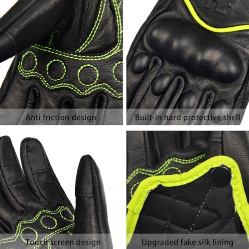 Harssidanza Woman Touch Motorcycle Racing Gloves GL016US Yellow Green M