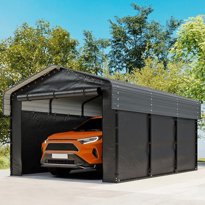 10 x 15 FT Metal Carport with Removable Sidewalls & Doors