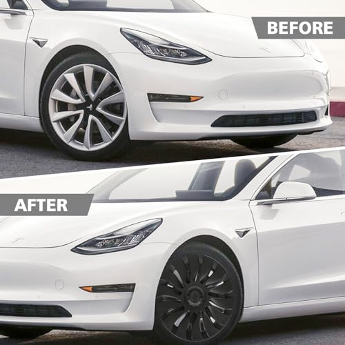 Wheel Covers for Tesla Model Y Accessories 2024 19 Inch 4 Pcs Rim Protector Wheel Cover Replacement Compatible with Tesla Y 2024 2023 2022 2021 (4 Count)