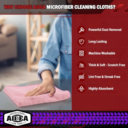 Microfiber Cleaning Cloth Pink 10PK (10 Count)