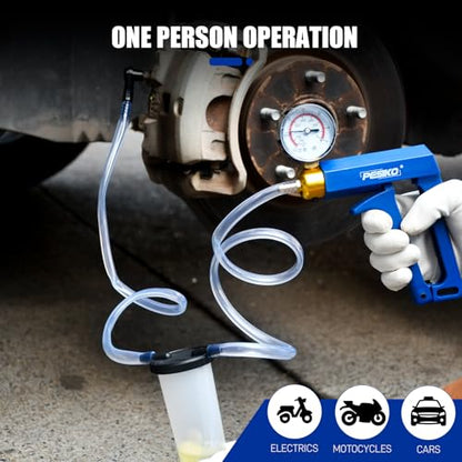 Hand Vacuum Pump Brake Bleeder Kit Fluid Extractor Pump Vacuum Gauge