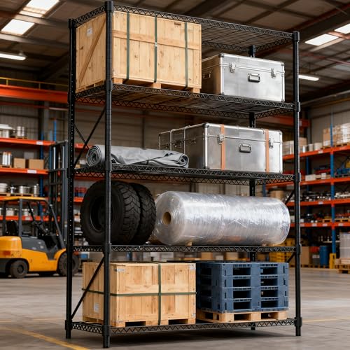 1750LBS 47.2" W 5 Tiers Shelf Steel Storage Shelves Shelving Unit Steel Organizer Wire Rack for Home