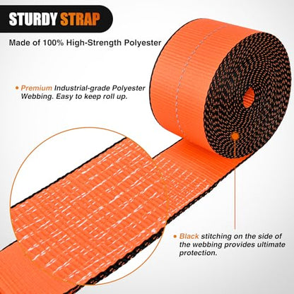 Truck Straps 4”×30’ Heavy Duty 16800LBS Break Strength 10 Pack (10 Count)