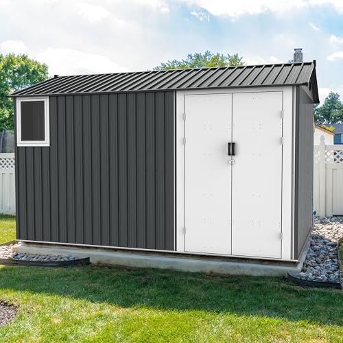 8x12 Ft Outdoor Storage Shed with Floor Frame and Window