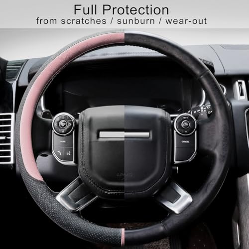 Breathable Car Steering Wheel Cover 16 inch Auto Universal Leather Wrap Non
