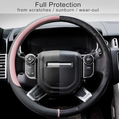 Breathable Car Steering Wheel Cover 16 inch Auto Universal Leather Wrap Non