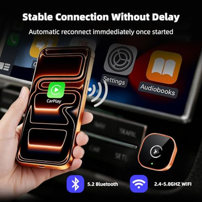 2026 Upgarded】 Wireless CarPlay Adapter for iPhone