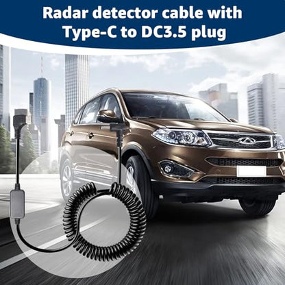 USB C to DC3.5 Radar Detector Power Cable for Cobra Uniden Whistler