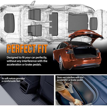 TPE Floor Mats & Cargo Liner Fit Tesla Model 3 Highland 2024 2025 (6 Count)