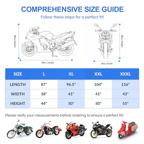 Motorcycle Cover Waterproof Outdoor All Weather Protection Black