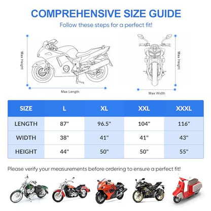 Motorcycle Cover Waterproof Outdoor All Weather Protection Black