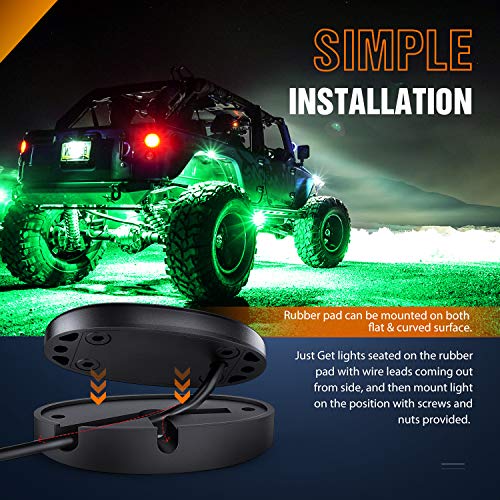 LED Rock Light 6PCS Underglow Wheel Well Pods Waterproof Exterior Underbody Roof Rack Side Lamps for Car Truck Pickups ATV UTV SUV Motorcycle Boat (6 Count)