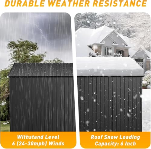 8'x4' Outdoor Storage Shed with Triple Door Lean to Metal Sheds Weatherproof UtilityGalvanized Steel Sheds