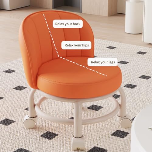 Low Rolling Stool with Backrest