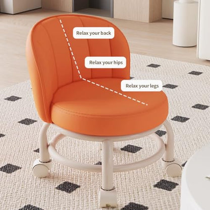 Low Rolling Stool with Backrest