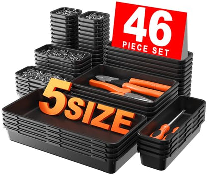 5 Size】 Tool Box Organizer Tray Divider Set (46 Count)