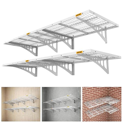2x3ft 4Pack Wire Shelving Unit Heavy Duty Garage Storage Shelves Wall Mounted White 1120lbs Load Capacity（24 (4 Count)