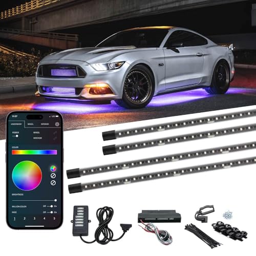 Bluetooth 4pc Million Color LED Car Underglow Lighting Kit