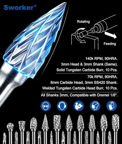 20 Pcs Carbide Burr Bits 1 (20 Count)