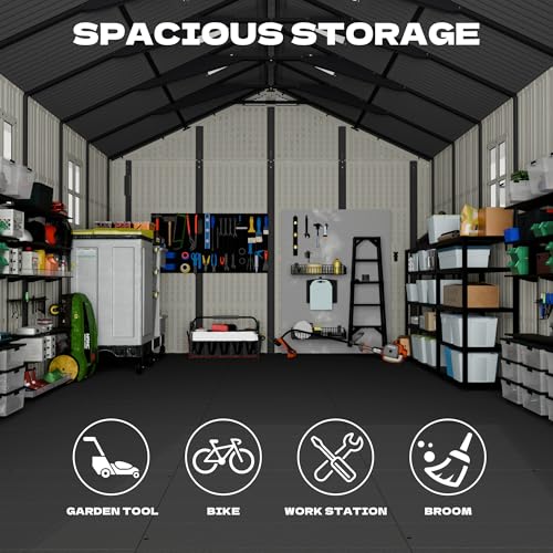 10x16 FT Resin Outdoor Storage Shed with Floor