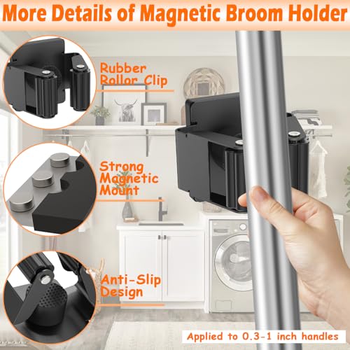 Strong Magnetic Mop Broom Holder (4 Count)