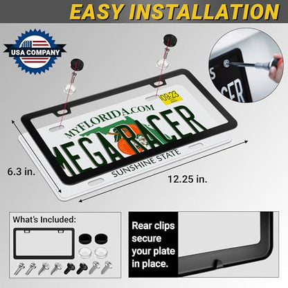 Premium Slim Matte Black License Plate Frame
