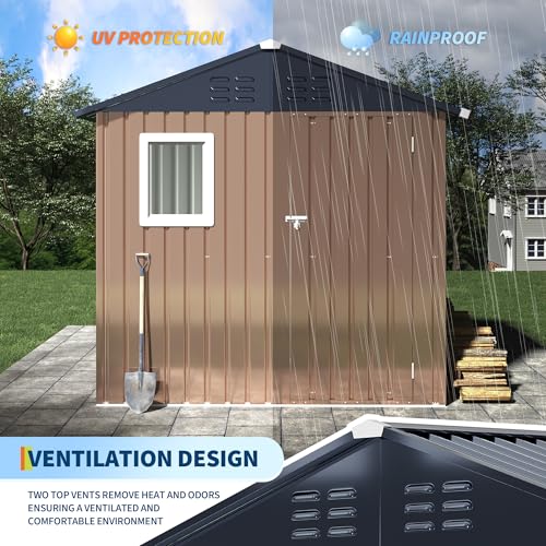 6x4 FT Metal Storage Sheds Outdoor with Window