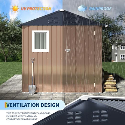 6x4 FT Metal Storage Sheds Outdoor with Window