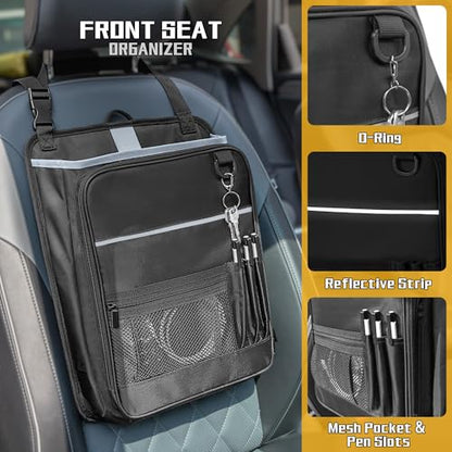 Car Front Seat Organizer with Accordion File Pocket