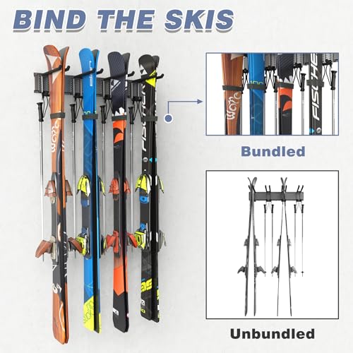 Garage Storage Organization System Ski Wall Rack Up to 10 Pairs