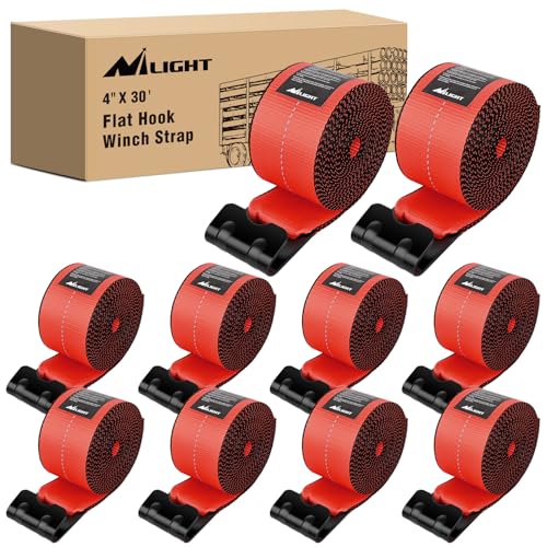 Truck Straps 4" x 30' Heavy Duty Tie Down with Flat Hooks (10 Count)
