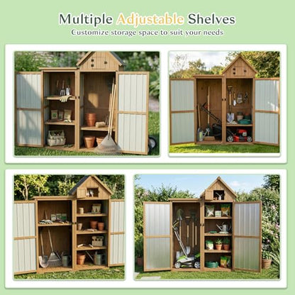 Outdoor Storage Cabinet Weatherproof with 3 Adjustable Shelves