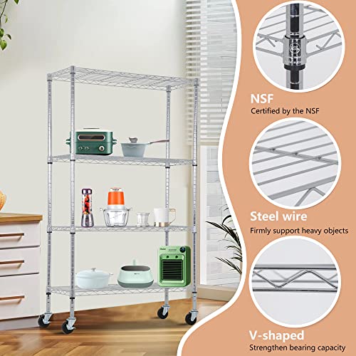 4 Tier Wire Shelf with Wheels (4 Count)