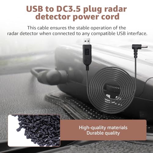 USB to DC3.5 for Cobra Uniden Whistler & Radenso Radar Detector Power Cord (6 Foot)