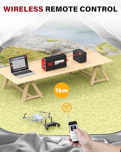 2000 Watts Pure Sine Wave Power Inverter 12V DC to 110V 120V AC Converter for Home RV Off Grid Truck Solar System Inverters with Type