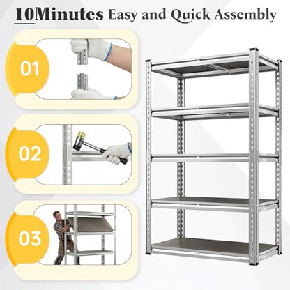 Galvanized Garage Shelving with PP Boards for Pantry Office Garage