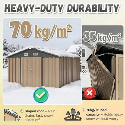 10x10 FT Outdoor Storage Shed with Floor Frame