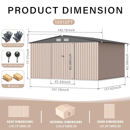 10x12 FT Metal Storage Sheds Outdoor