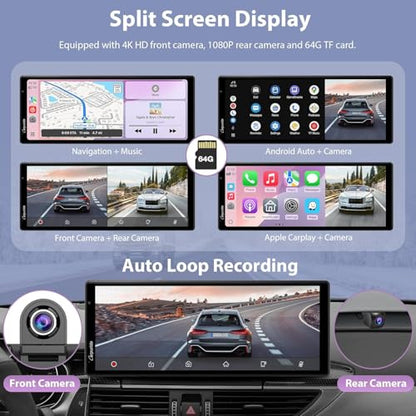 Wireless Carplay & Android Auto with Dash Cam