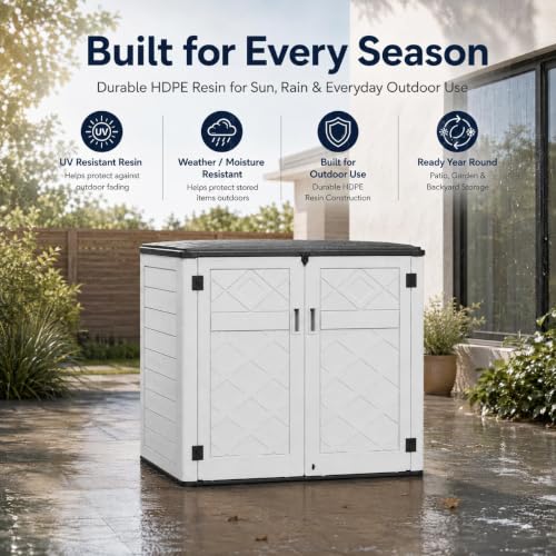 Outdoor Storage Cabinet 38 Cu.Ft Horizontal Resin Storage Shed