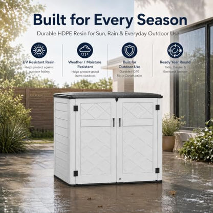 Outdoor Storage Cabinet 38 Cu.Ft Horizontal Resin Storage Shed